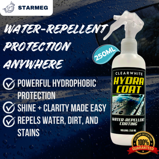ClearWhite Hydra Coat | Hydrophobic Glass Coating | Salutan Kaca Hidrofobik untuk Windscreen & Mirror ClearWhite Hydra Coat | Hydrophobic Glass Coating | Salutan Kaca Hidrofobik untuk Windscreen & Mirror