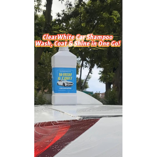 ClearWhite SIO2 Ceramic Coating Car Shampoo | High Foam Shine | Bug Tree Sap Stain Remover White Car
