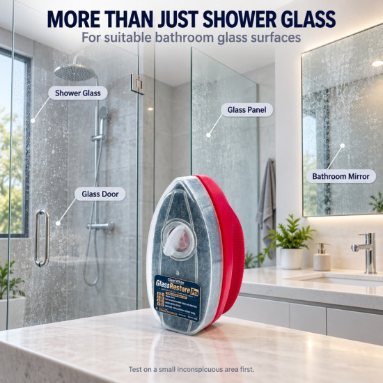 ClearWhite GlassRestore Pro Penghilang Kesan Air Cermin Bilik Air Shower Glass Watermark and Water Spot Remover ClearWhite GlassRestore Pro Penghilang Kesan Air Cermin Bilik Air Shower Glass Watermark and Water Spot Remover