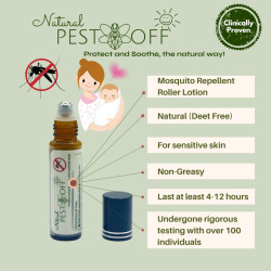 PestOff Natural Mosquito Repellent Roll On with Essential Oils and Aloe Vera Ubat Nyamuk Semula Jadi Ubat Nyamuk Aedes