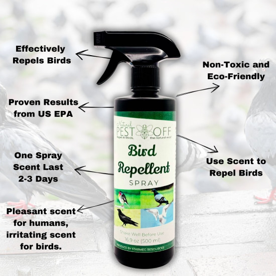 PestOff Bird Repellent Spray Natural Effective for Repel All Birds Bird free Halau Burung Pigeon Repellent Halau Merpati Oil Based