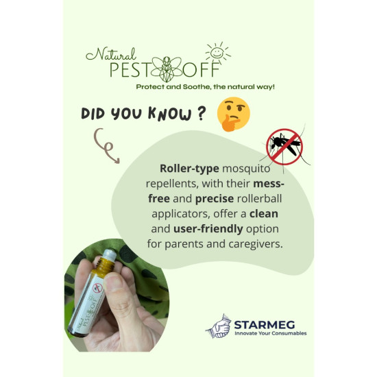 PestOff Natural Mosquito Repellent Roll On with Essential Oils and Aloe Vera Ubat Nyamuk Semula Jadi Ubat Nyamuk Aedes