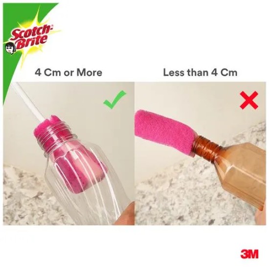 3M Scotch Brite Full Set Non Scratch Bottle Cleaner Antibacterial Cup Brush 1 Pc Pack