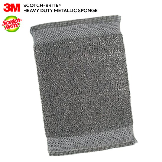 3M Scotch Brite Metallic Sponge Kitchen Scrubber for Wok Pot Pan Glass Top Stove Grey 1 pcs pack