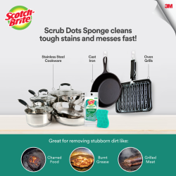 3M Scotch Brite Scrub Dots Heavy Duty Scouring Sponge Antibacterial foam 2 pcs Pack 3M Scotch Brite Scrub Dots Heavy Duty Scouring Sponge Antibacterial foam 2 pcs Pack