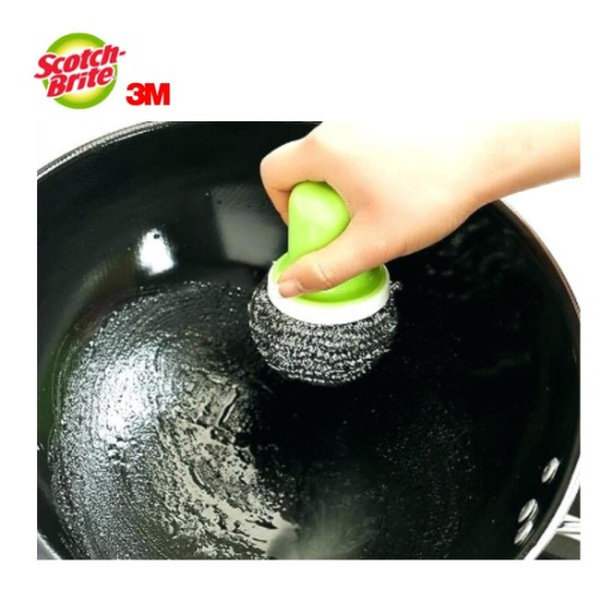 3M Scotch Brite Metallic Spiral Ball With Handle Scourer Span 1pcs