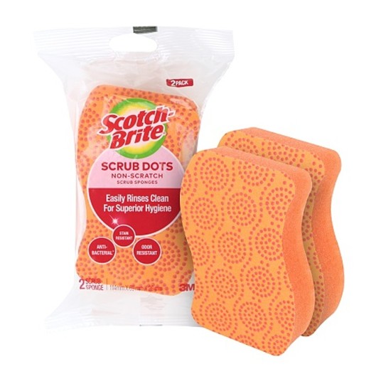 3M Scotch Brite Scrub Dots Non Scratch Scrub Scouring Sponge Antibacterial foam 2 pcs pack
