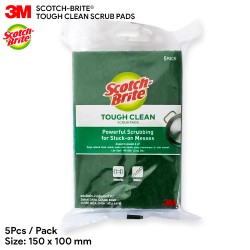 3M Scotch Brite Tough Clean Scrub Pads Powerful Scrubbing For Stuck On Messes (5pcs) Dish Pot Cleaning Wash
