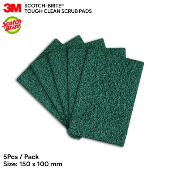 3M Scotch Brite Tough Clean Scrub Pads Powerful Scrubbing For Stuck On Messes (5pcs) Dish Pot Cleaning Wash