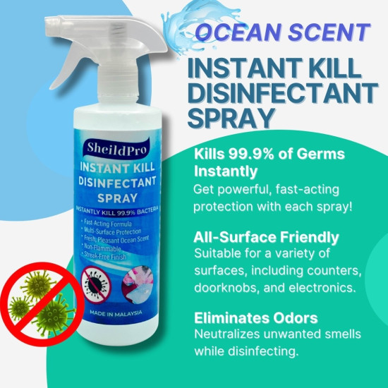 ShieldPro Instant Kill Disinfectant Spray Safe Disinfectant Spray Instant Germ Kill Surface Cleaner Kill Germs Fast ShieldPro Instant Kill Disinfectant Spray Safe Disinfectant Spray Instant Germ Kill Surface Cleaner Kill Germs Fast